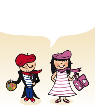 Fransız karikatür çift kabarcık diyalog