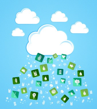 Cloud computing eco friendly icons clipart