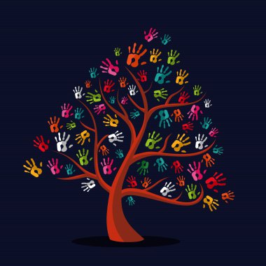 renkli etnik el parmak ağacı
