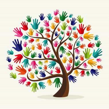 Colorful solidarity hand tree clipart