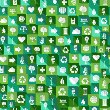 yeşil çevre simgeler Dikişsiz desen arka plan