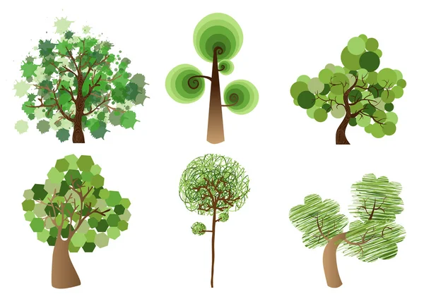 Set d'arbres multicolores — Image vectorielle