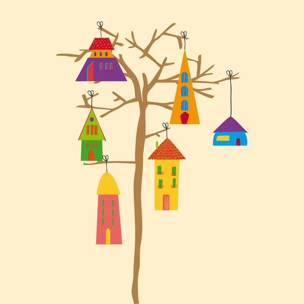 Arbre petite ville — Image vectorielle