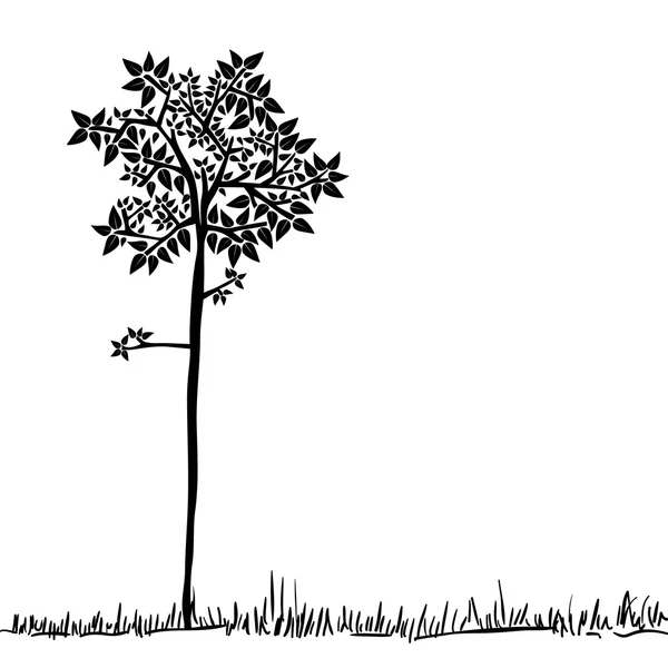Cute tree silhouette — Stock Vector