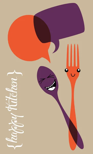 Social happy kitchen illustration — Stock Vector