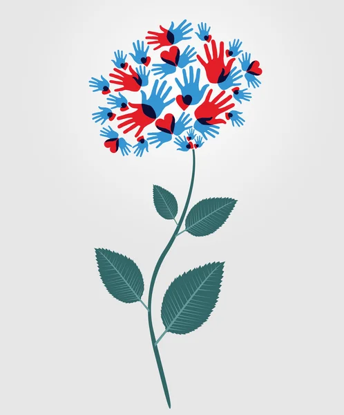 Diversidad manos flor — Archivo Imágenes Vectoriales