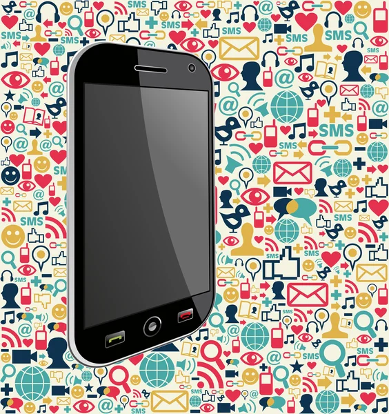 Telefon szociális média ikon háttere — Stock Vector