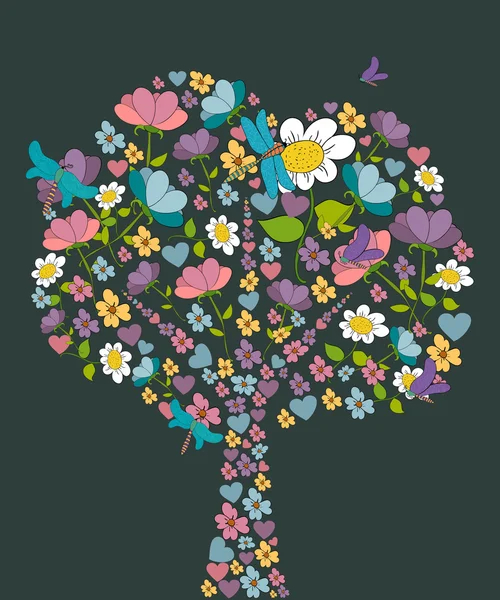Forma fiore albero primavera — Vettoriale Stock