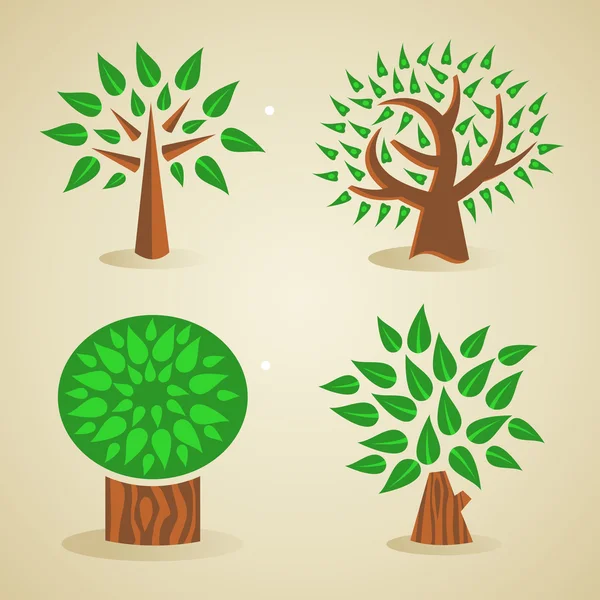 Kleurrijke groene boom set — Stockvector