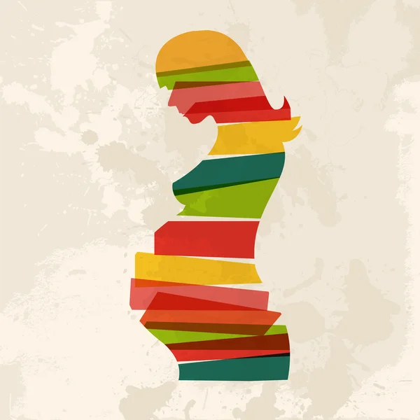 Vintage multicolore femme enceinte — Image vectorielle
