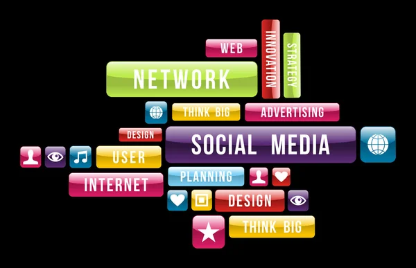 Nuvem de internet de mídia social —  Vetores de Stock