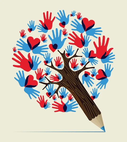 Love hands concept pencil tree — Stockvector