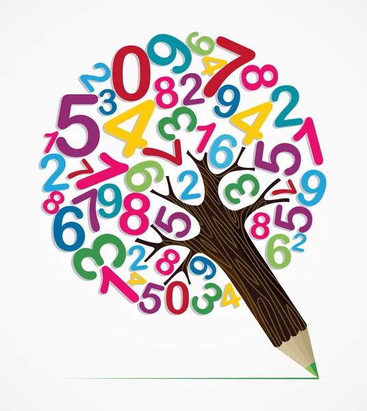 Number variety concept pencil tree — Stockvector