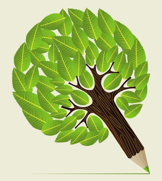 Koncepcja ołówek drzewo liście — Wektor stockowy