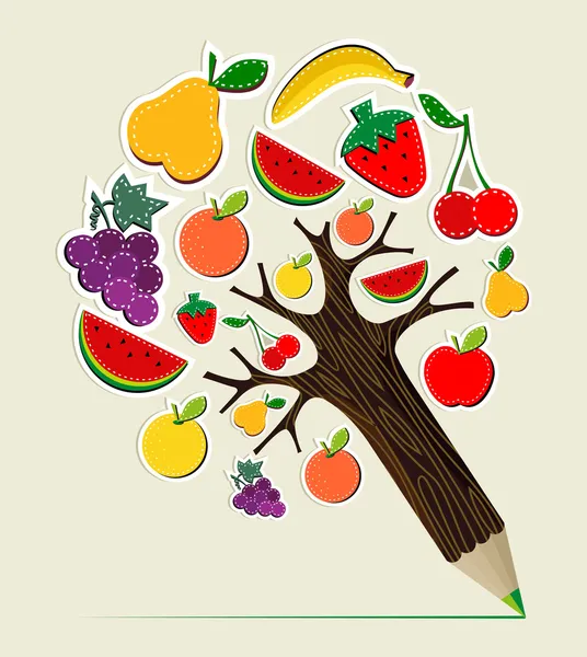 Zdravé jídlo koncept tužka strom — Stockový vektor