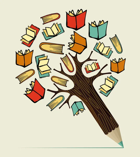 Lectura concepto de educación árbol lápiz — Vector de stock