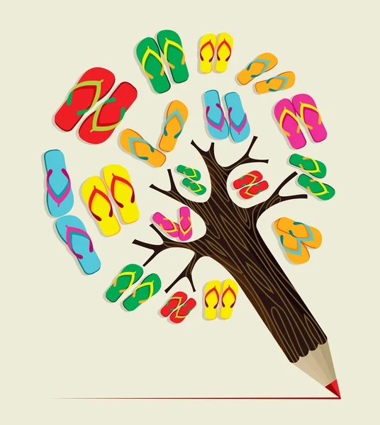 Concept de crayon arbre d'été — Image vectorielle