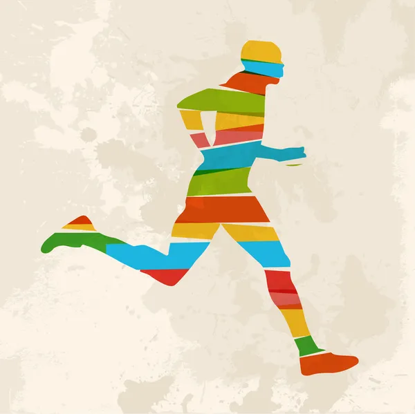 Vintage hombre corriendo multicolor — Vector de stock