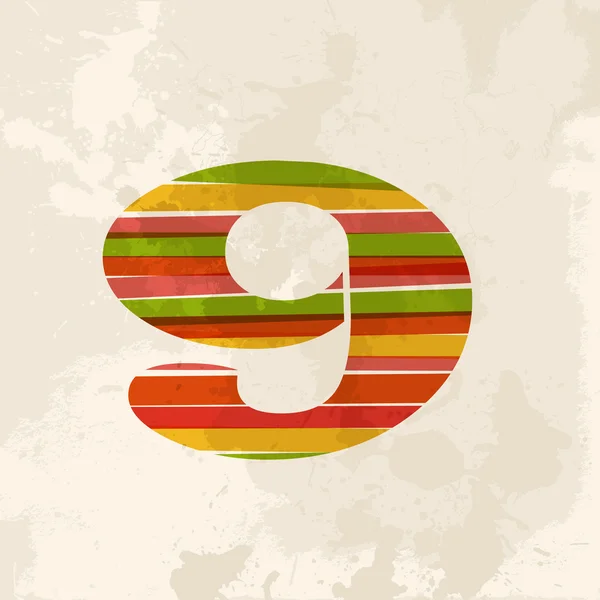 Vintage multicolore numéro 9 — Image vectorielle