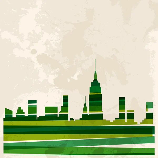 Ciudad de skyline multicolor vintage — Vector de stock