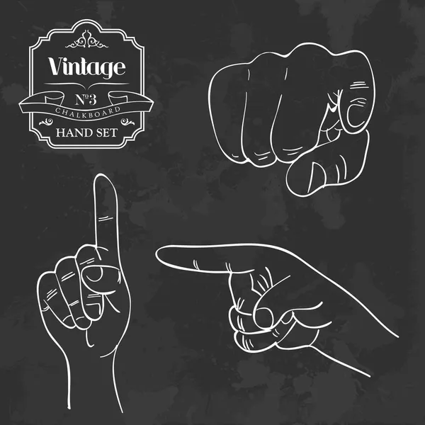 Vintage chalkboard finger pointing — Stock Vector