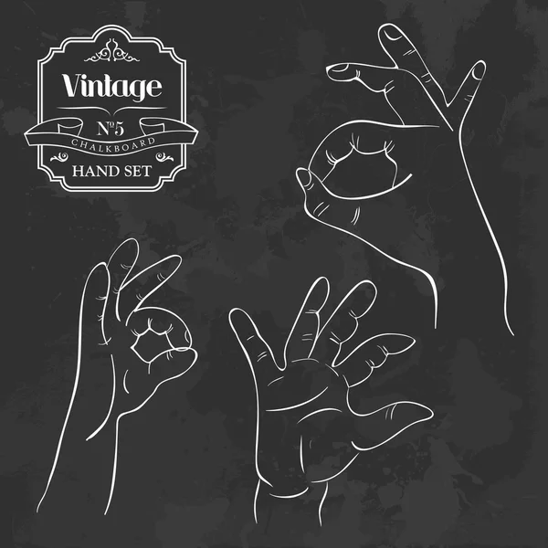 Vintage pizarra OK gesto de la mano — Archivo Imágenes Vectoriales