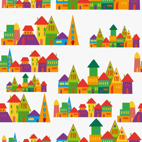 Cute town pattern — Stock Vector