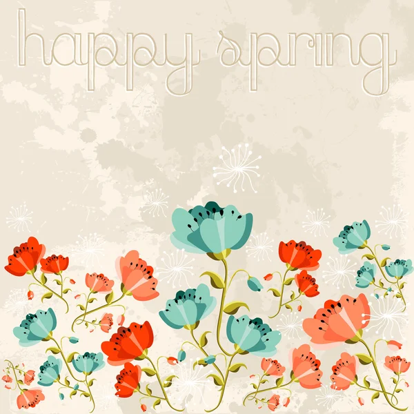 快乐春天罂粟的花朵 — 图库矢量图片