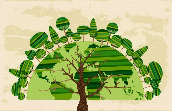 Концепция древовидного мира деревьев — стоковый вектор