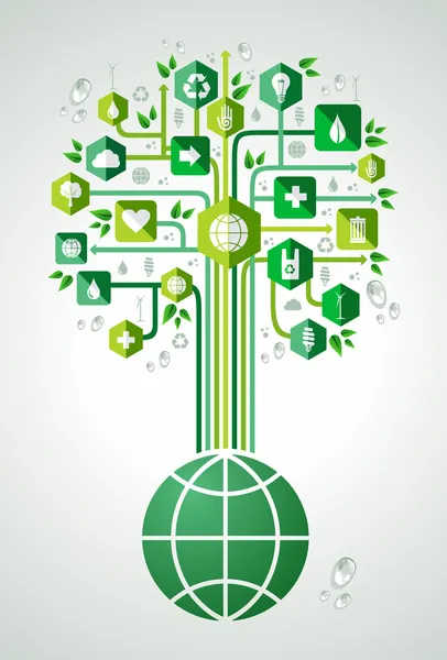 Green eco friendly planet tree — Stock Vector