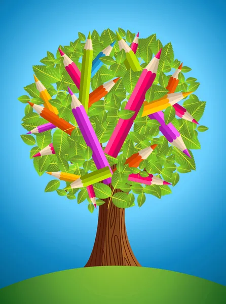 Cute pencil tree design — Stock Vector