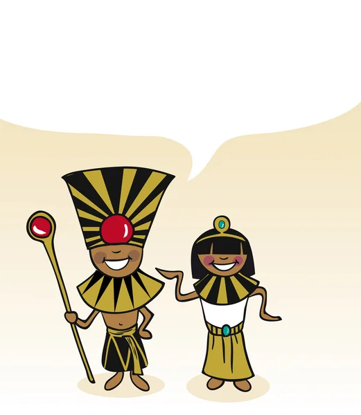 Egiziano cartone animato coppia bolla dialogo — Vettoriale Stock