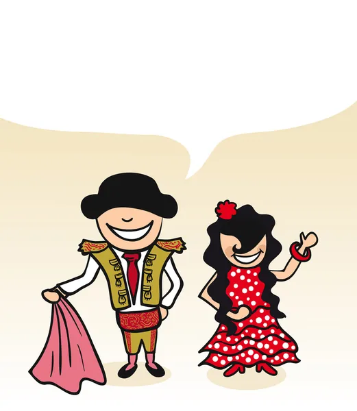 Ισπανική γελοιογραφία ζευγάρι φούσκα διάλογο — Διανυσματικό Αρχείο