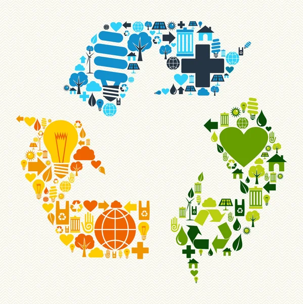 Ícones de símbolo de reciclagem verde — Vetor de Stock