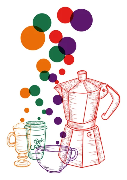 ビンテージ コーヒー セット社会的な概念 — ストックベクタ