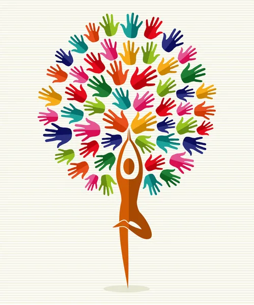 Inde yoga mains arbre — Image vectorielle