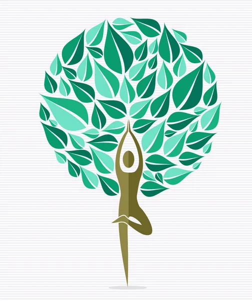 Índia ioga folha árvore — Vetor de Stock