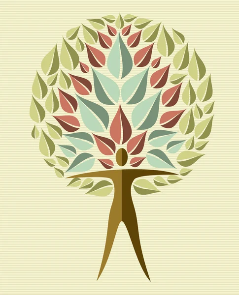 Árbol de hojas de yoga India — Vector de stock