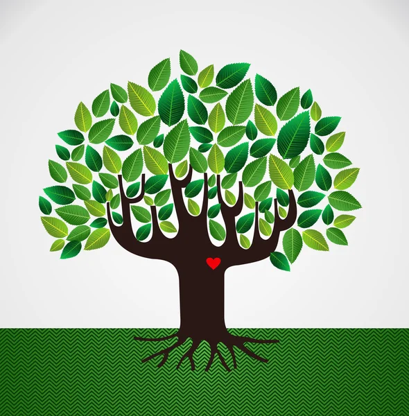行く緑の愛の概念のツリー — ストックベクタ
