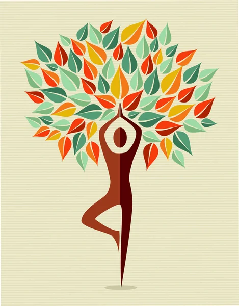 India colorato albero foglia di yoga — Vettoriale Stock