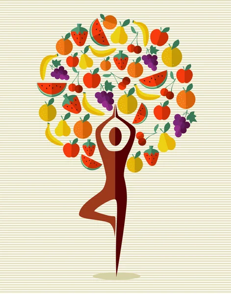 Árbol frutal de yoga India — Vector de stock