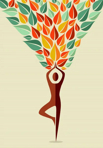 Pohon manusia yoga India - Stok Vektor