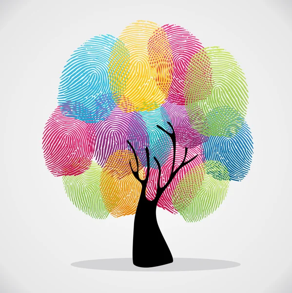 Finger prints diversity tree — Stock Vector