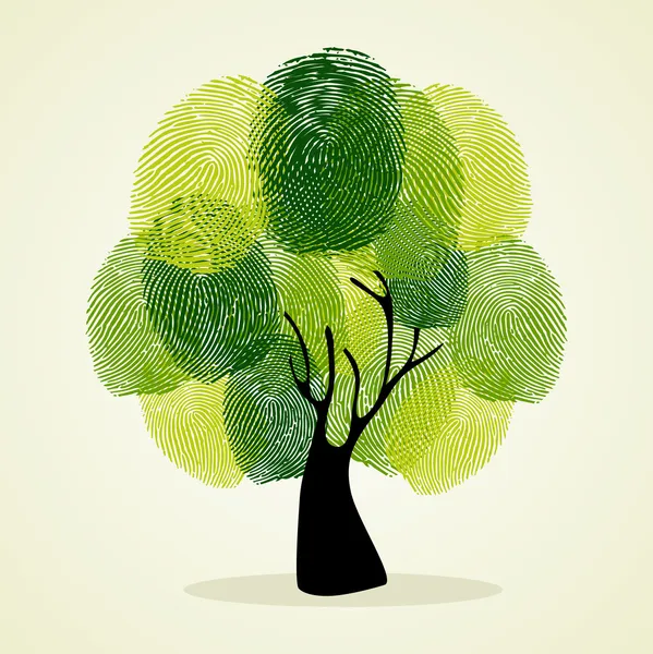 Dedo impresiones árbol fondo conjunto — Vector de stock