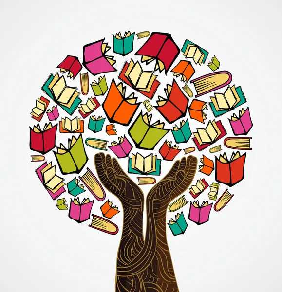 Árbol de libros de diseño conceptual — Vector de stock