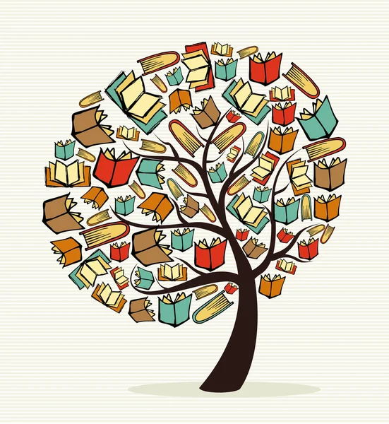 Árbol de libros conceptuales — Vector de stock