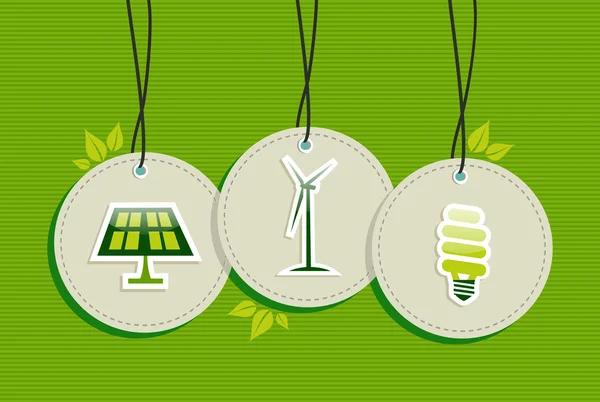 Wiszące zielonej energii ikony zestaw odznak — Wektor stockowy