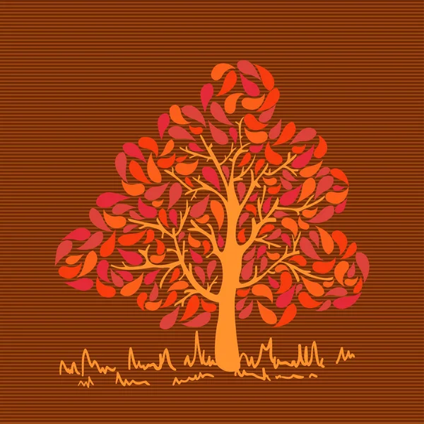 ヴィンテージ色葉の木 — ストックベクタ