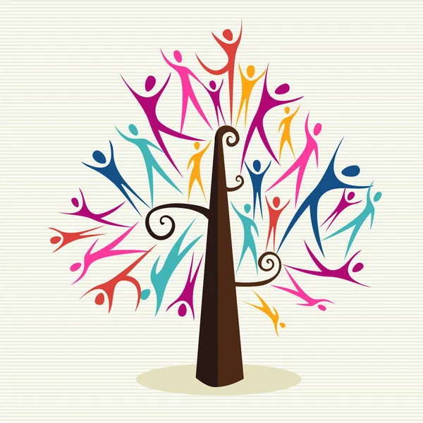 Diversidad árbol humano conjunto — Vector de stock