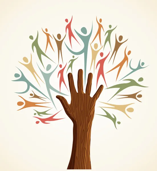 Diversity human hand tree set — Stock Vector